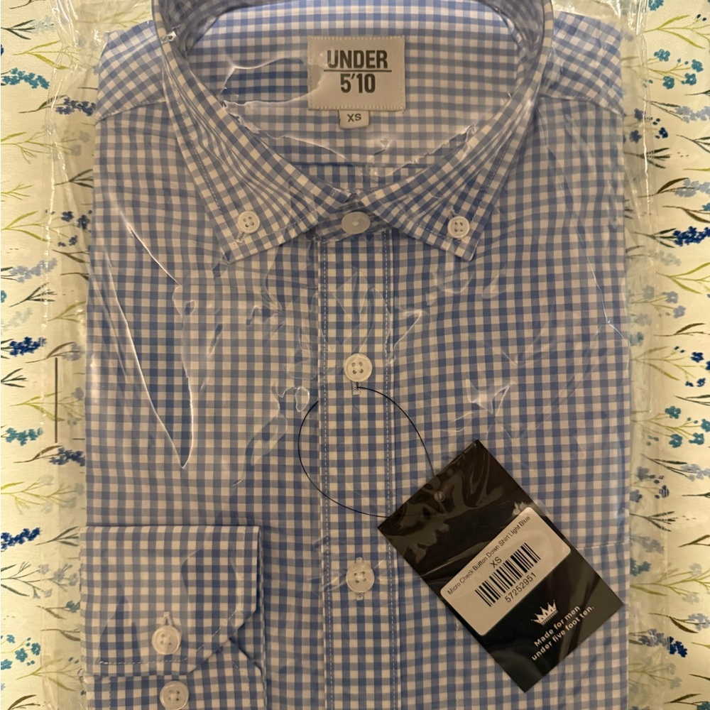 Casual Blue and White Gingham Button Down Shirt